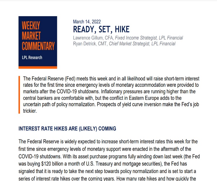 Ready, Set, Hike | Weekly Market Commentary | March 14, 2022